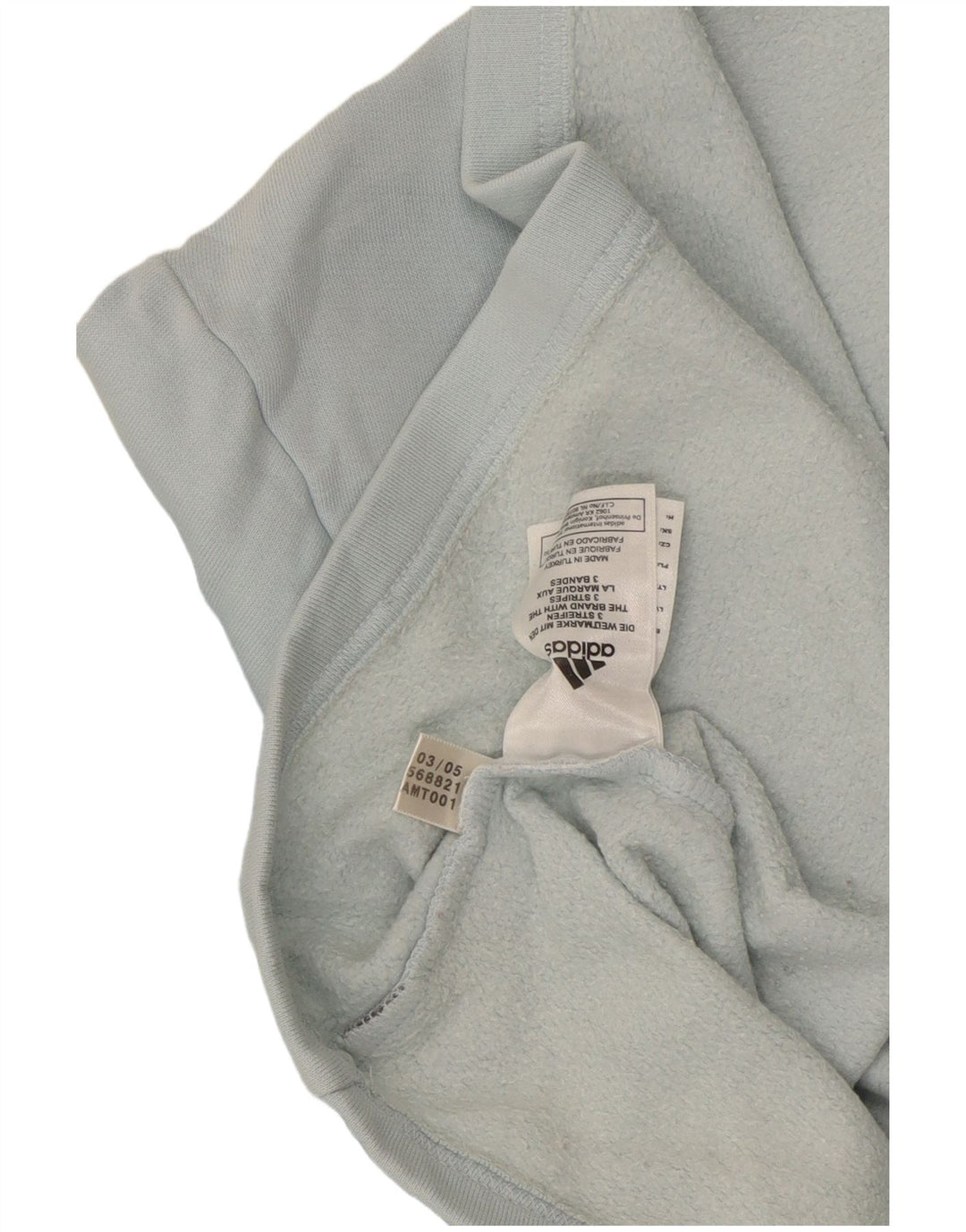 Adidas Herren-Oberteil mit Reißverschluss, langärmlig, mittelblaue Baumwolle