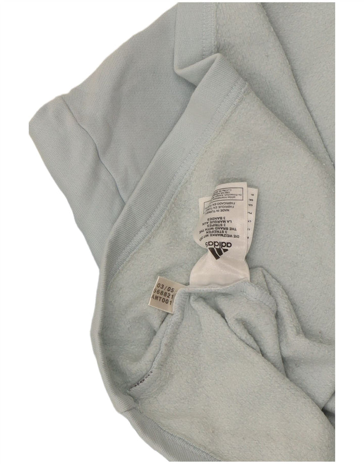 Adidas Herren-Oberteil mit Reißverschluss, langärmlig, mittelblaue Baumwolle