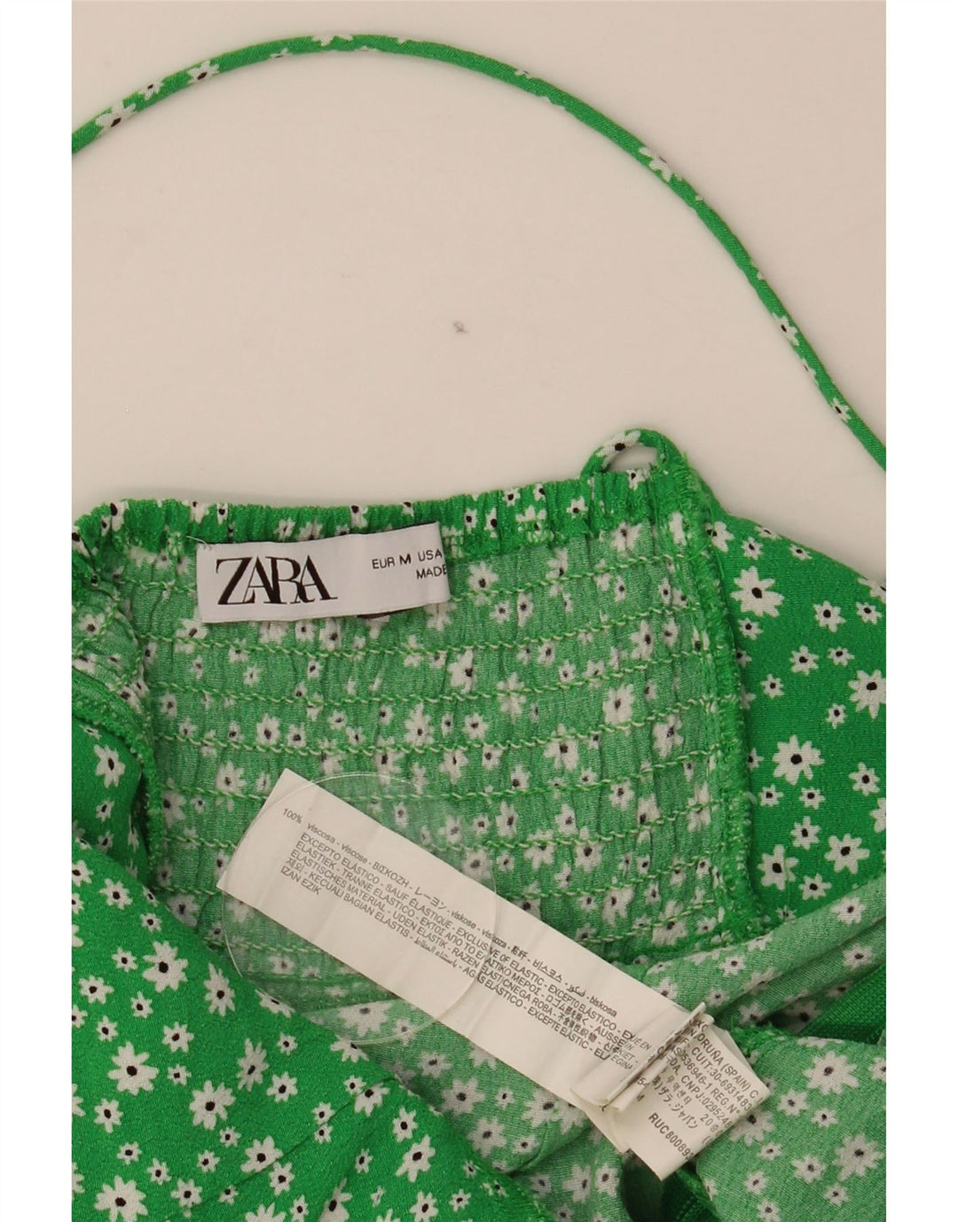 Zara Womens Sundress UK 12 Medium Green Floral Viscose