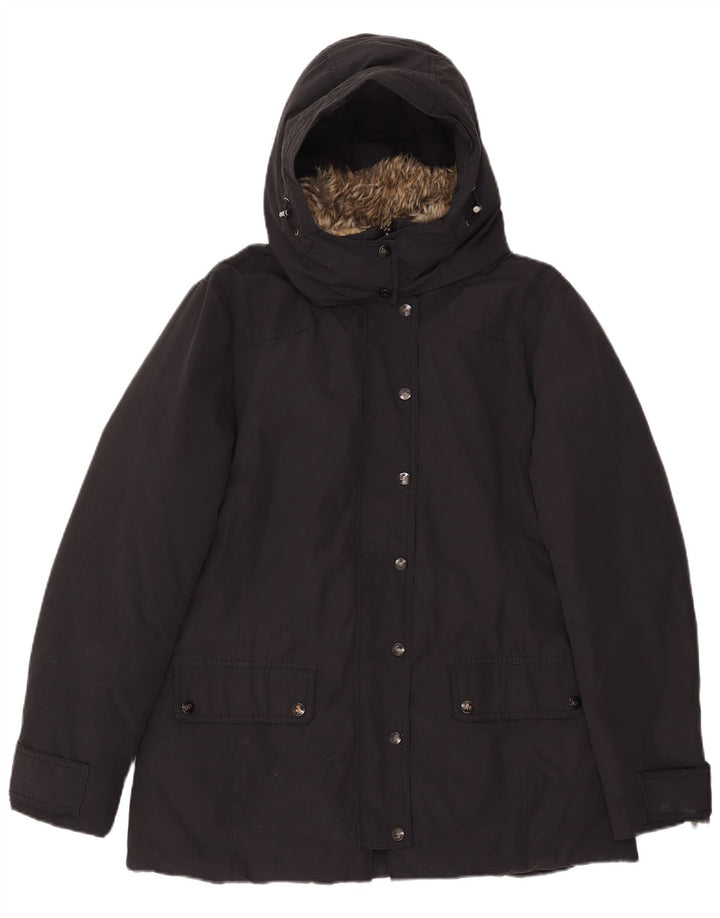 LEE Womens Hooded Padded Jacket UK 16 Large Black Polyester