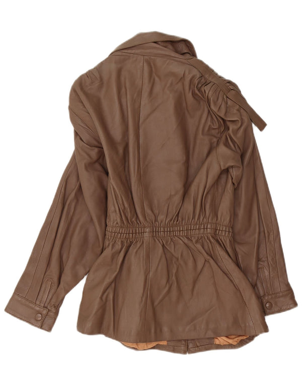 Jaqueta de couro feminina vintage IT 38 XS marrom