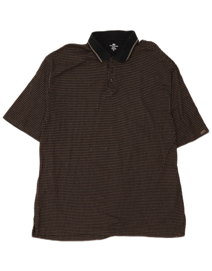 Dockers Mens Golf Polo Shirt XL Black Check Cotton