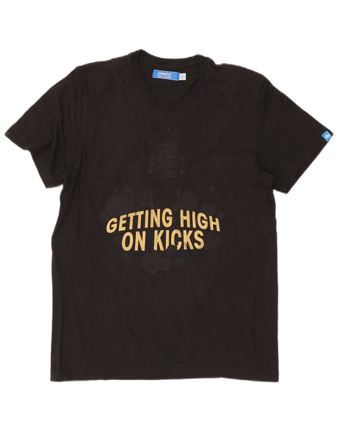 ADIDAS Mens Graphic T-Shirt Top Medium Black Cotton
