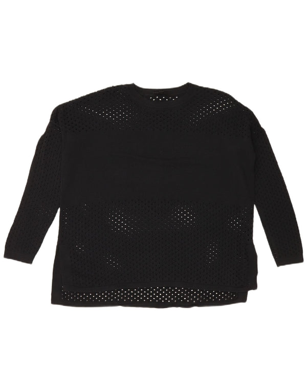 Topshop Womens See Through Crew Neck Jumper Sweater UK 10 Small Black