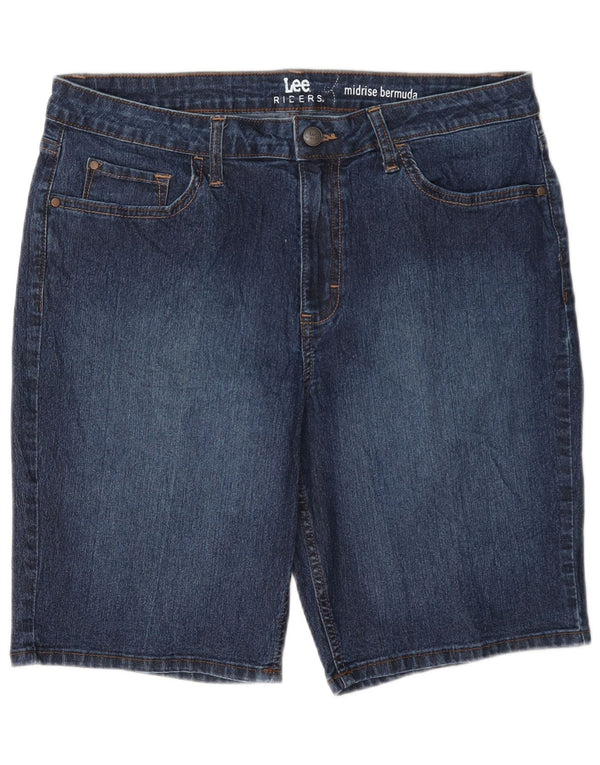 Lee Womens Riders Mid Rise Bermuda Denim Shorts US 14 XL W34 Blue Cotton
