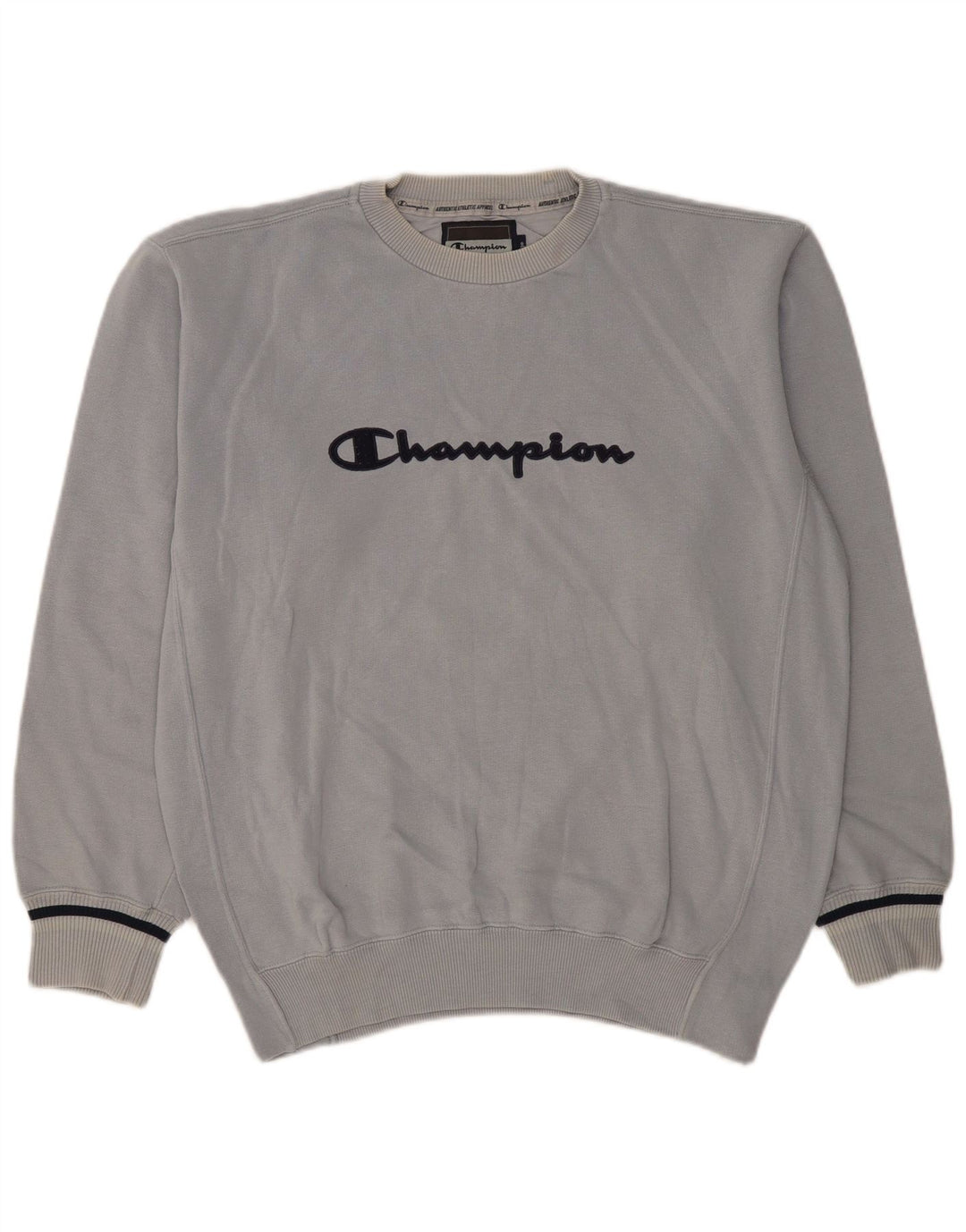 Champion Mens Graphic Sweatshirt Jumper Large Blue Cotton Classic