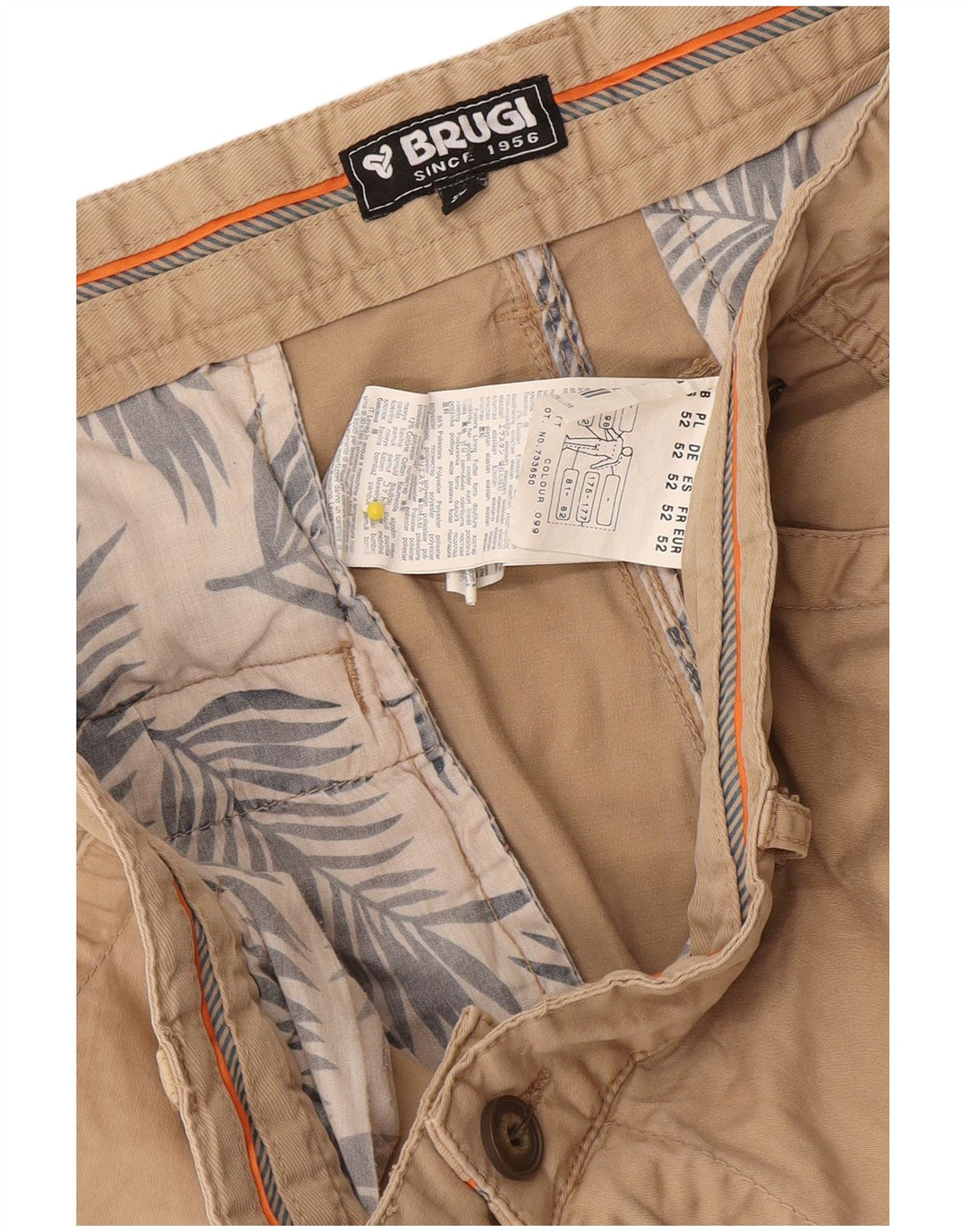 Brugi Mens Cargo Shorts W36 Large Beige Cotton
