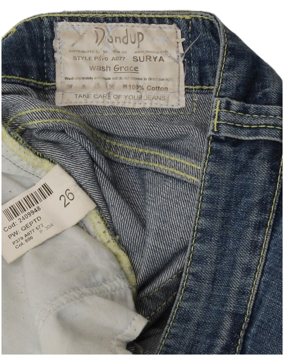 Dondup Womens Cropped Jeans W26 L23 Blue Cotton