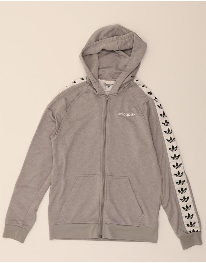 ADIDAS Mens Graphic Zip Hoodie Sweater Small Grey Polyester Vintage Adidas and Second-Hand Adidas from Messina Hembry 