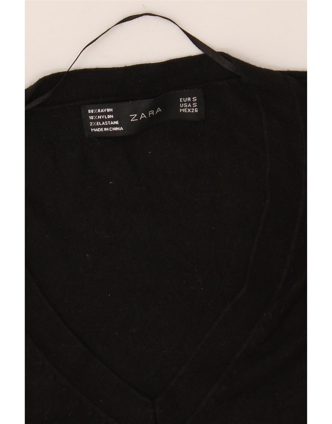 Zara Womens V-Neck Jumper Sweater UK 10 Small Black