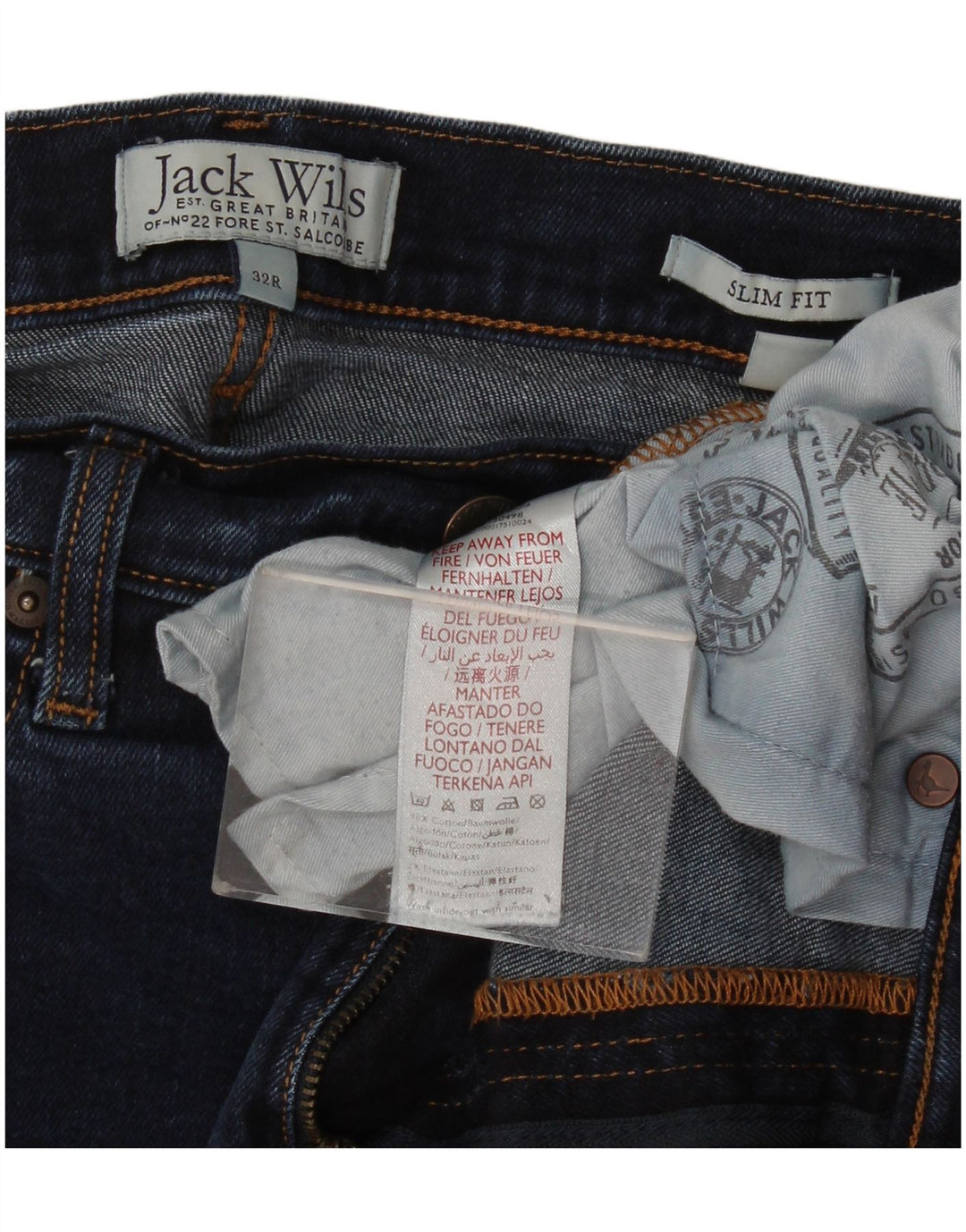 Jack Wills Mens Slim Jeans W32 L28 Navy Blue Cotton