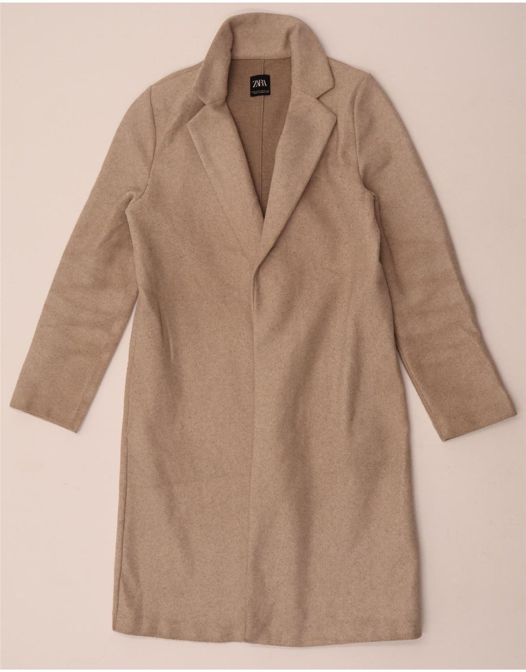 Zara Womens Overcoat UK 12 Medium Beige Polyester