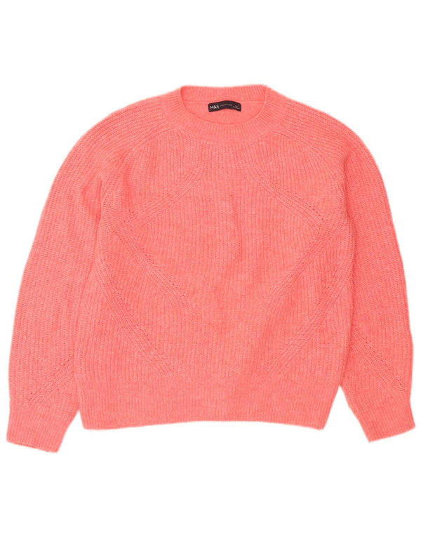 Marks & Spencer Dame Crop Crew Neck Jumper Sweater UK 10 Small Pink