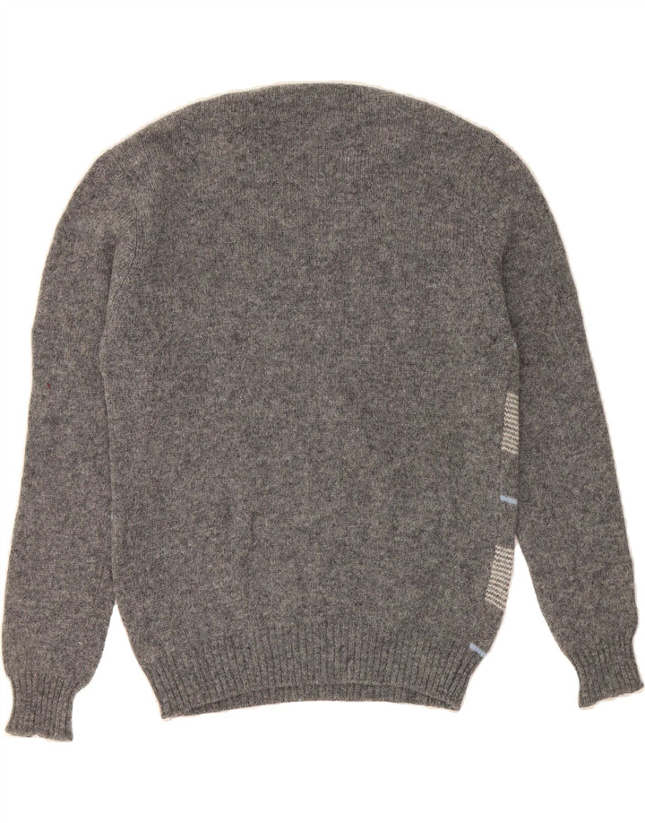 BENETTON Womens Crew Neck Jumper Sweater UK 14 Large Grey Check Vintage Benetton and Second-Hand Benetton from Messina Hembry 