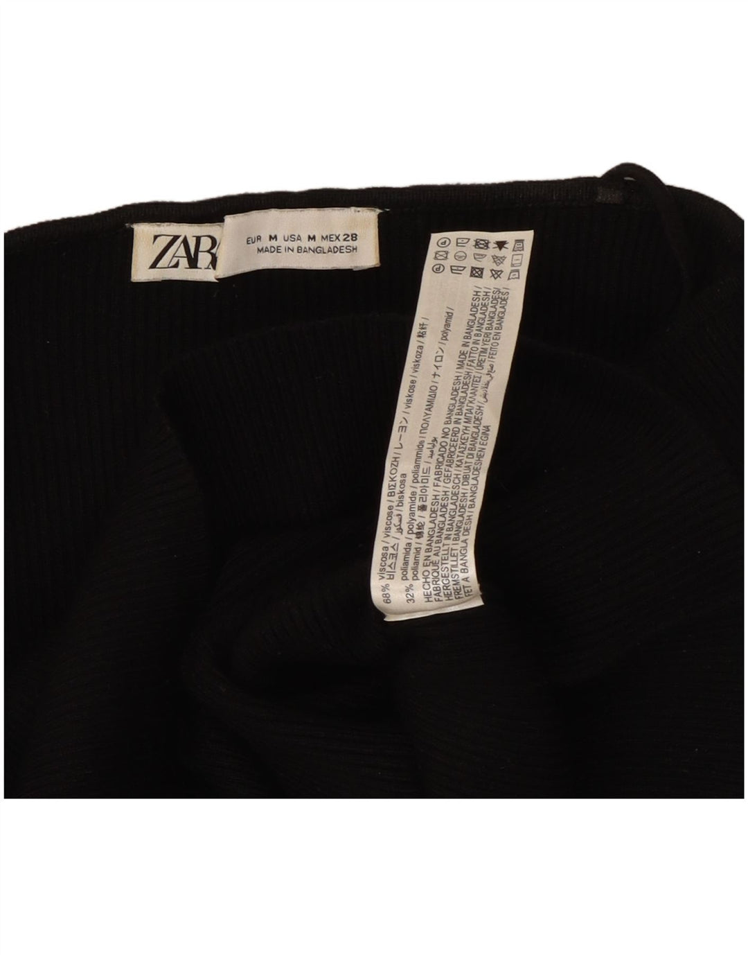 Zara Womens Long Sleeve Off Shoulder Crop Top UK 12 Medium Black Viscose