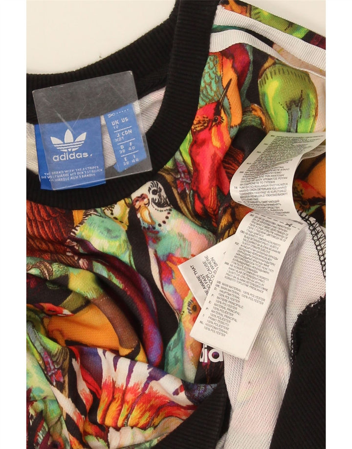 Adidas Damen Crop Sweatshirt Pullover UK 12 Medium Mehrfarbig