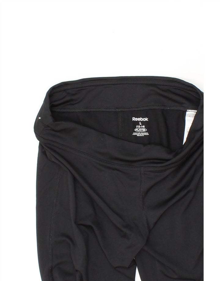 REEBOK Girls Capri Leggings 12-13 Years Large  Black Polyester Vintage Reebok and Second-Hand Reebok from Messina Hembry 