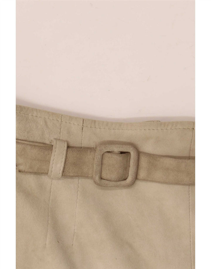 Luna Womens Suede A-Line Skirt W28 Medium Beige Leather