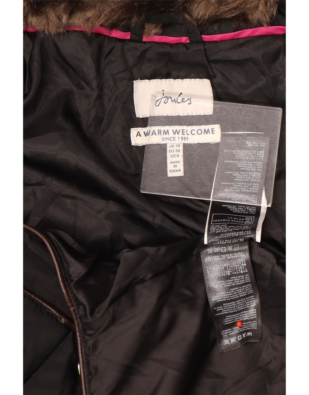 Joules hættejakke til kvinder UK 10 Lille sort polyester