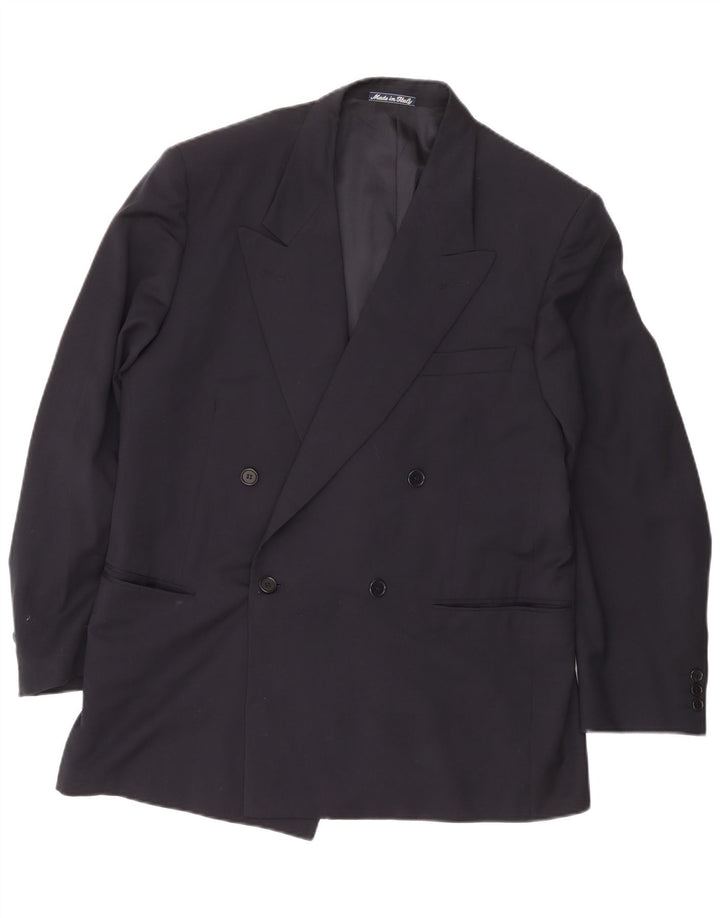 Cerruti 1881 Giacca blazer doppiopetto da uomo in lana blu navy media