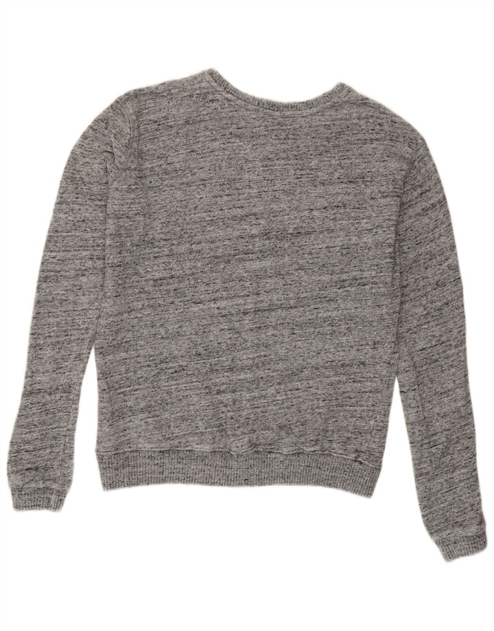 Superdry Womens Graphic Sweatshirt Jumper UK 10 Small Grey Flecked