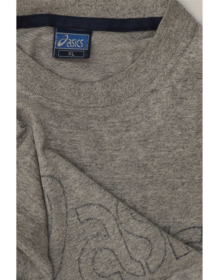 Asics Mens Graphic T-Shirt Top XL Grey Flecked Cotton