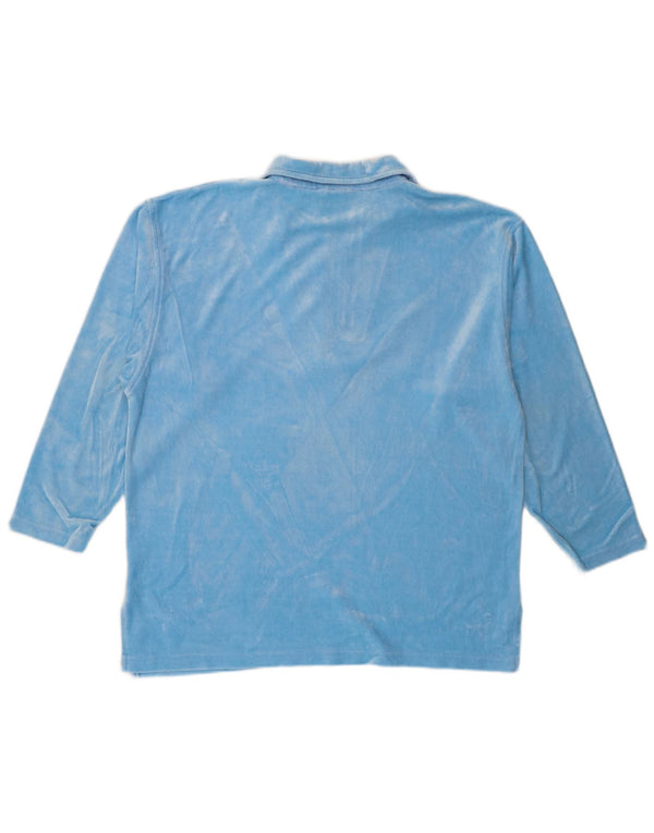 New Port Mens 1/4 Zip Top manica lunga blu medio modal