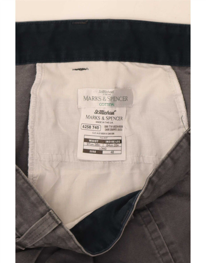 Marks & Spencer Mens Pegged Chino Trousers W38 L33 Grey Cotton