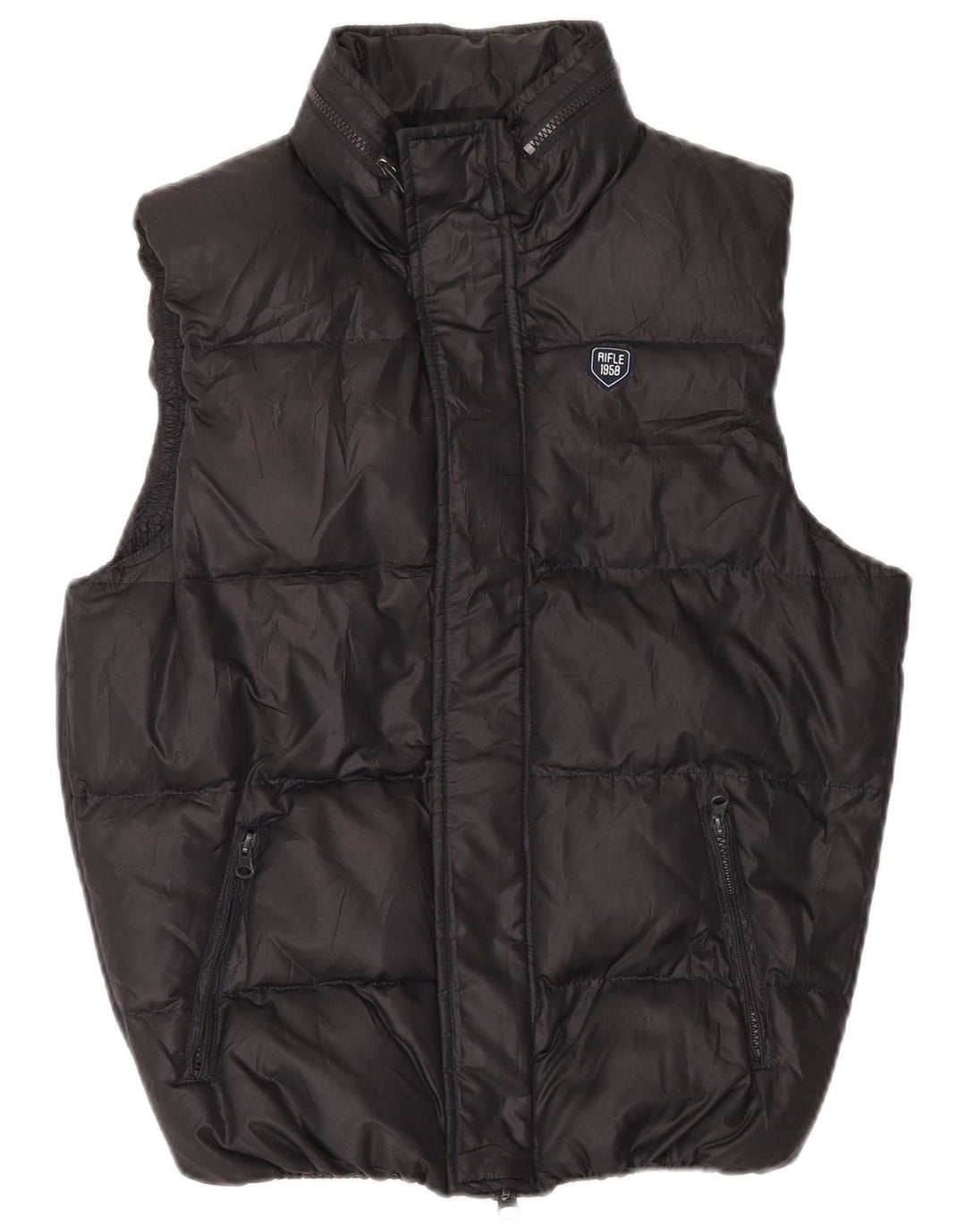 Rifle Mens Hooded Padded Gilet UK 36 Small Black Polyester