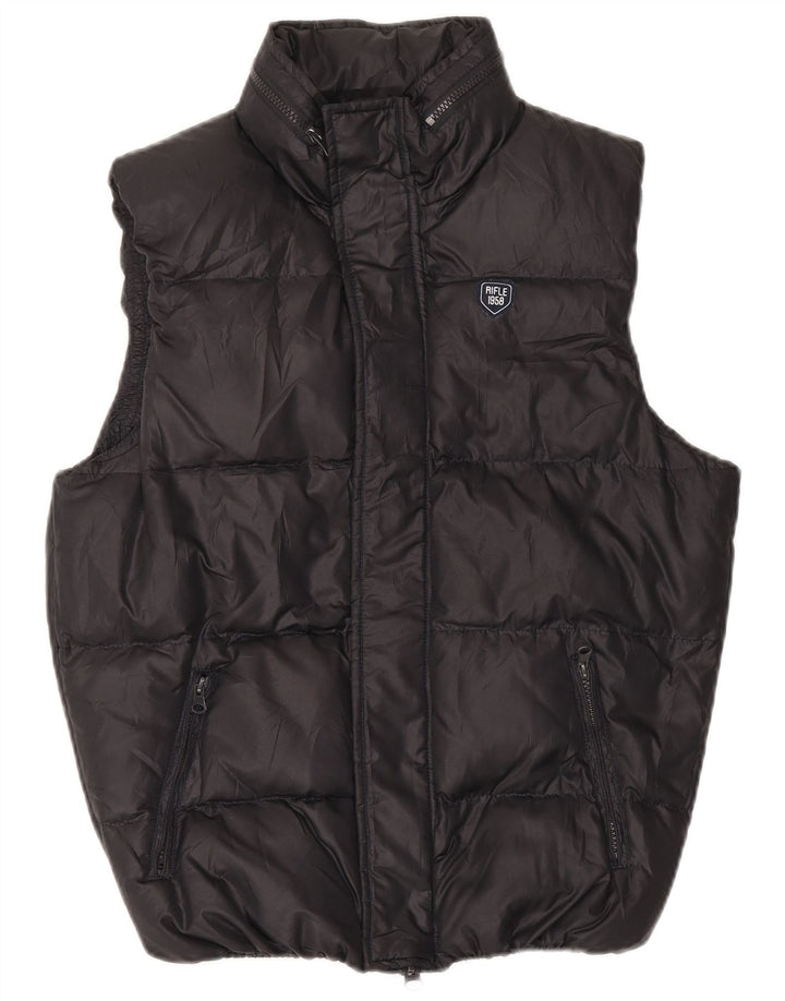 Rifle Mens Hooded Padded Gilet UK 36 Small Black Polyester