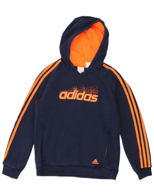 Adidas grafisk hættetrøje til drenge 11-12 år stor marineblå stribet