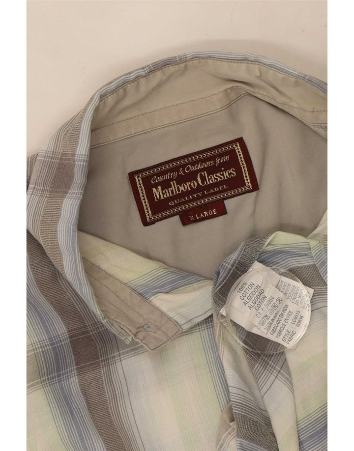 Marlboro Classics Camisa Hombre XL Gris Cuadros Algodón