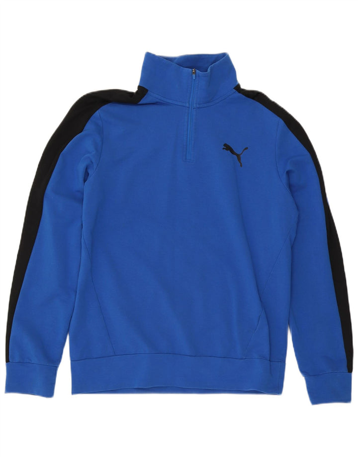 Felpa PUMA da uomo con zip e collo, maglione, colore blu medio