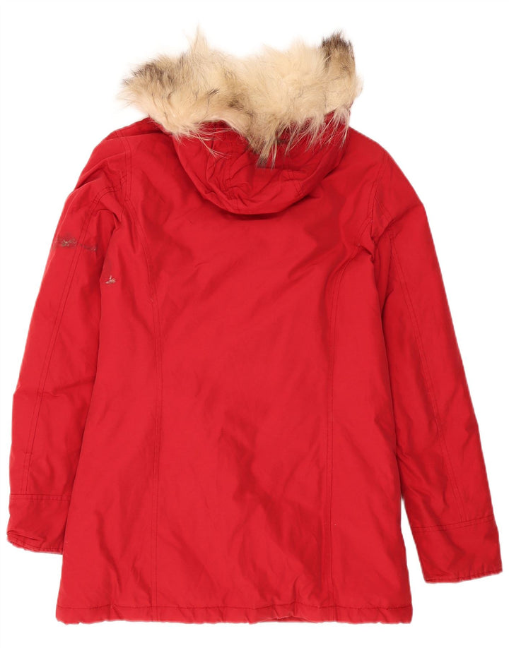 Woolrich Womens Hooded Oversized Padded Coat UK 10 Small Burgundy