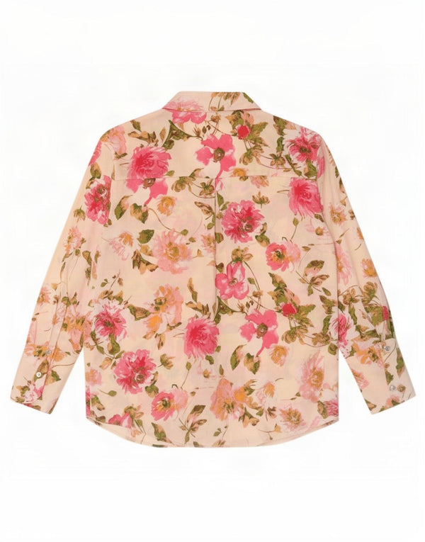 Zara Chemisier surdimensionné pour femme UK 10 Petit polyester blanc cassé floral