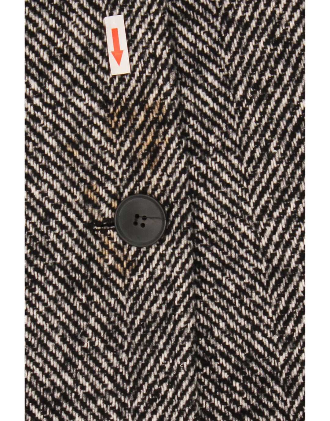 Zara Womens 3/4 Sleeve Overcoat UK 14 Medium Black Herringbone Cotton