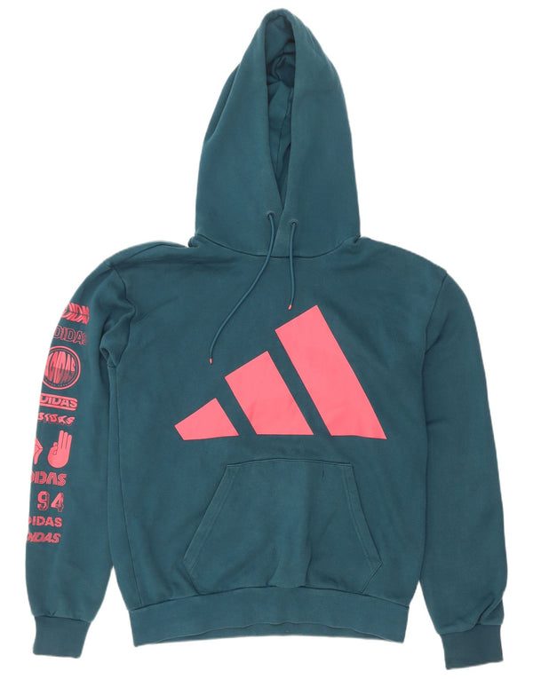 Felpa con cappuccio grafica da uomo Adidas Small in cotone blu