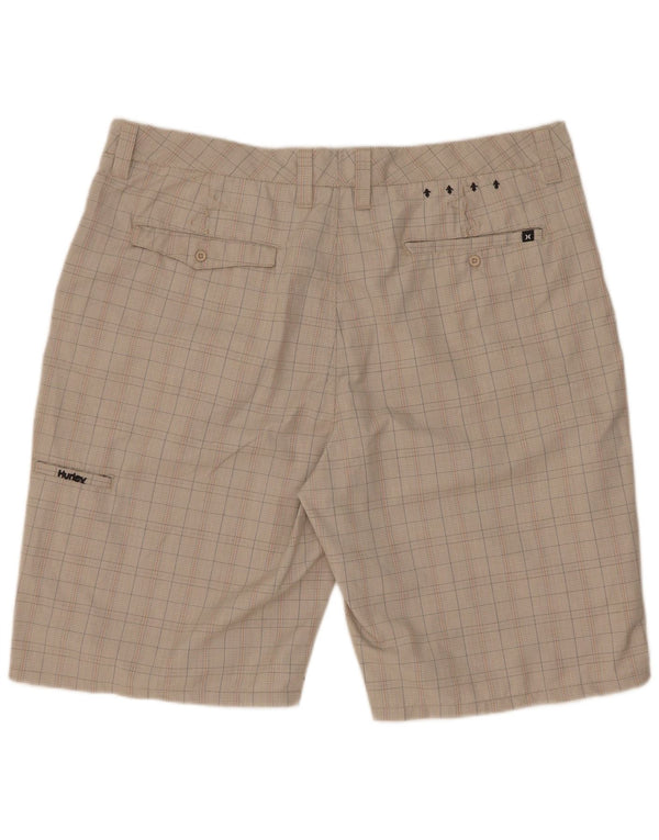 Hurley Mens Cargo Shorts W38 XL szürke kockás poliészter