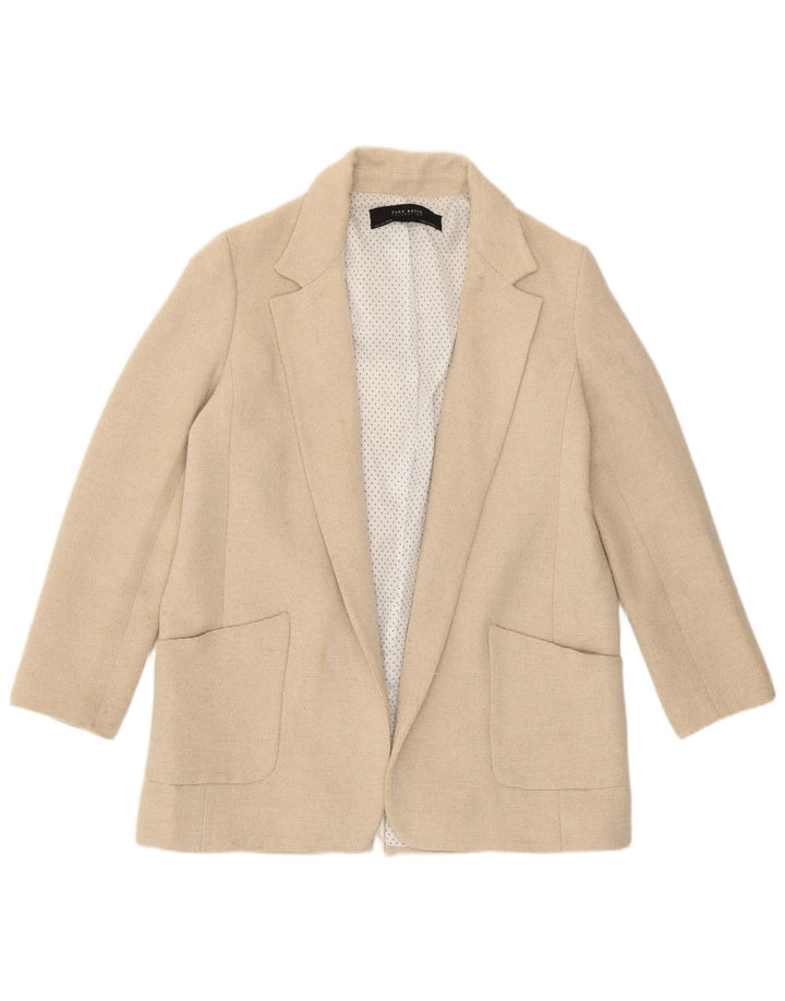 Zara Womens Open Blazer Jacket UK 16 Large Off White