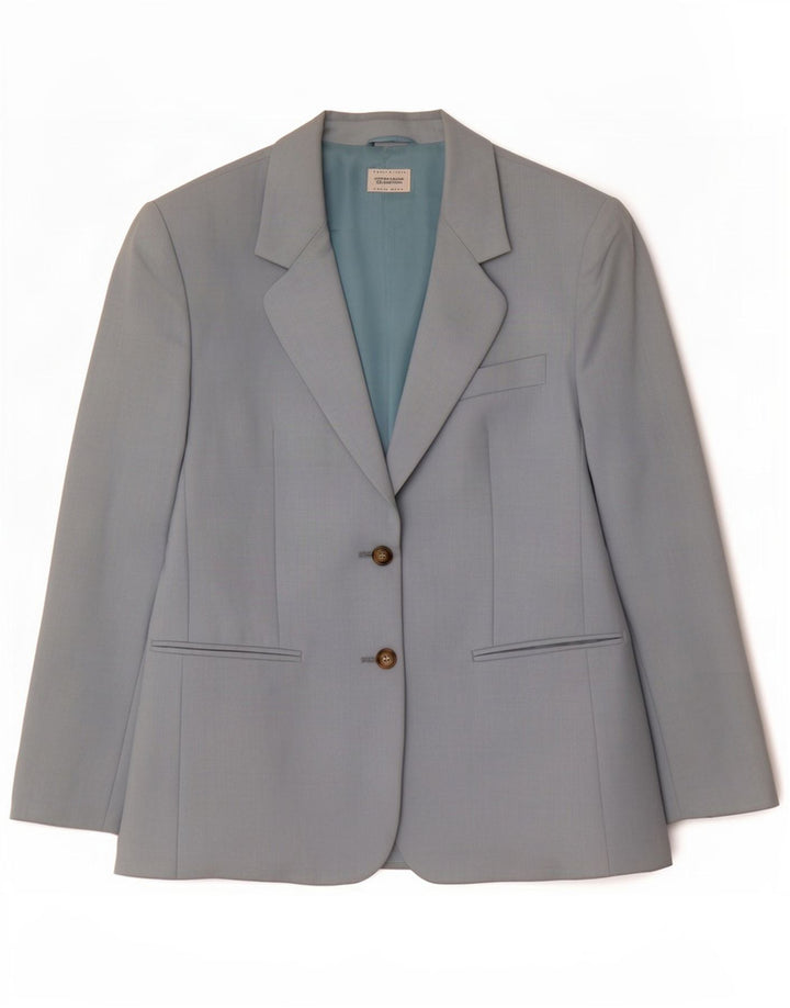 Giacca Blazer 2 Bottoni Benetton Donna IT 42 Blu Medio Lana