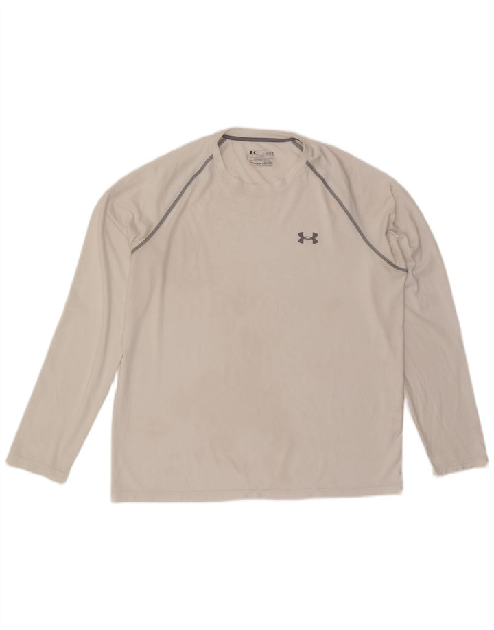 Under Armour Mens Heat Gear Top Long Sleeve Large White Polyester