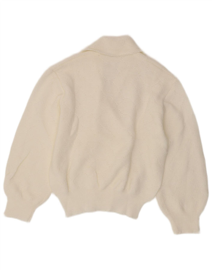 Vintage Womens Cardigan Sweater UK 12 Medium White