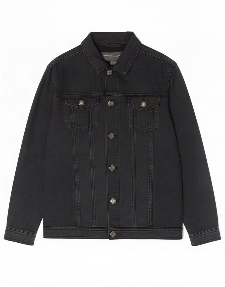 French Connection Mens Denim Jacket UK 38 Medium Black Cotton