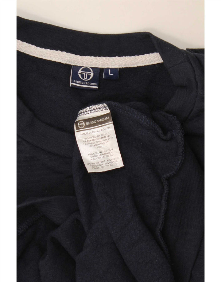 Sergio Tacchini Mens Sweatshirt Jumper Large Navy Blue Cotton