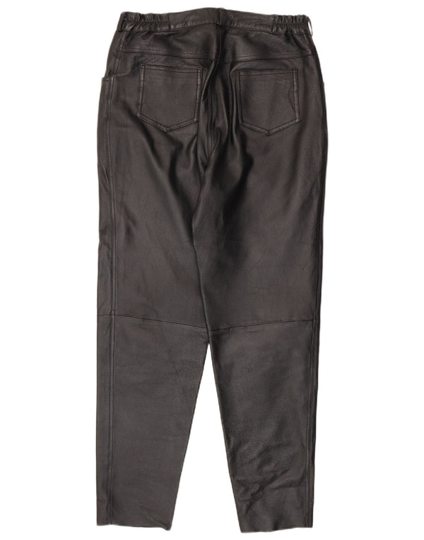 Woodpecker Womens Tapered Leather Trousers UK 16 Large W34 L31 Black