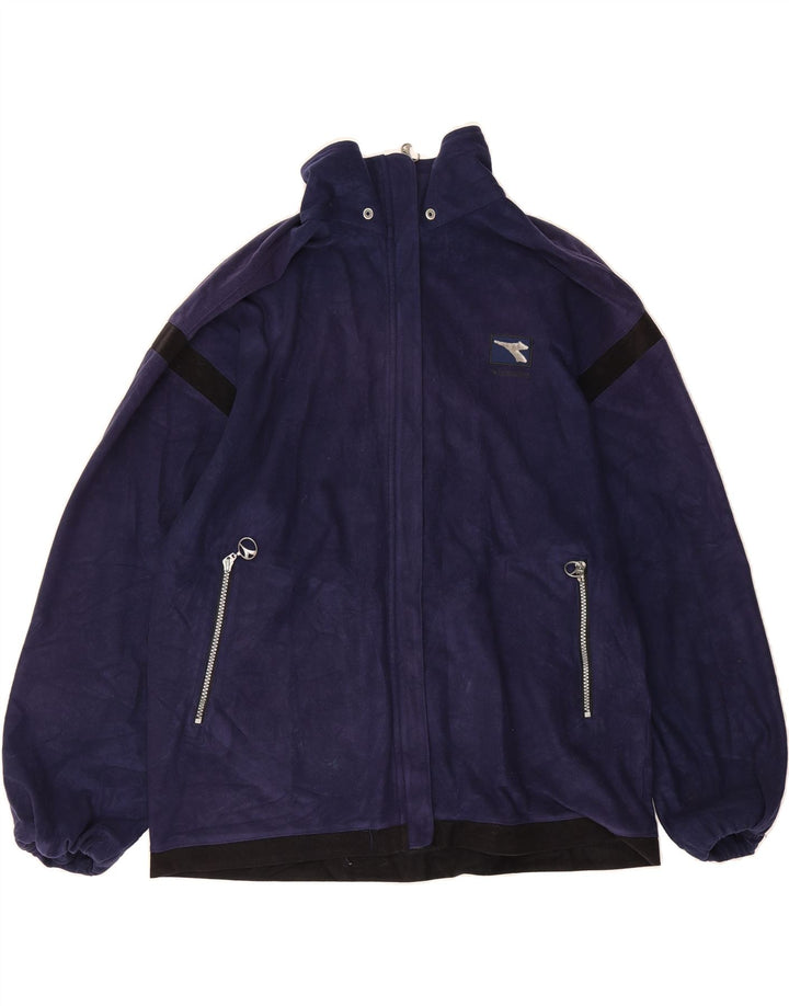 DIADORA Mens Fleece Jacket UK 38 Medium Navy Blue Colourblock Polyester Vintage Diadora and Second-Hand Diadora from Messina Hembry 