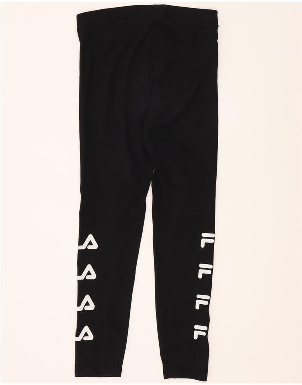 Fila Womens Graphic Leggings UK 12 Medium Black Cotton