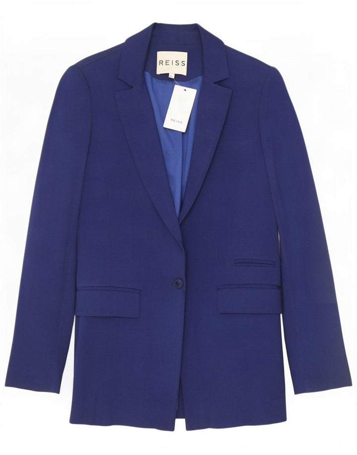 Reiss Chaqueta tipo blazer con 1 botón para mujer UK 8 Small Viscosa azul