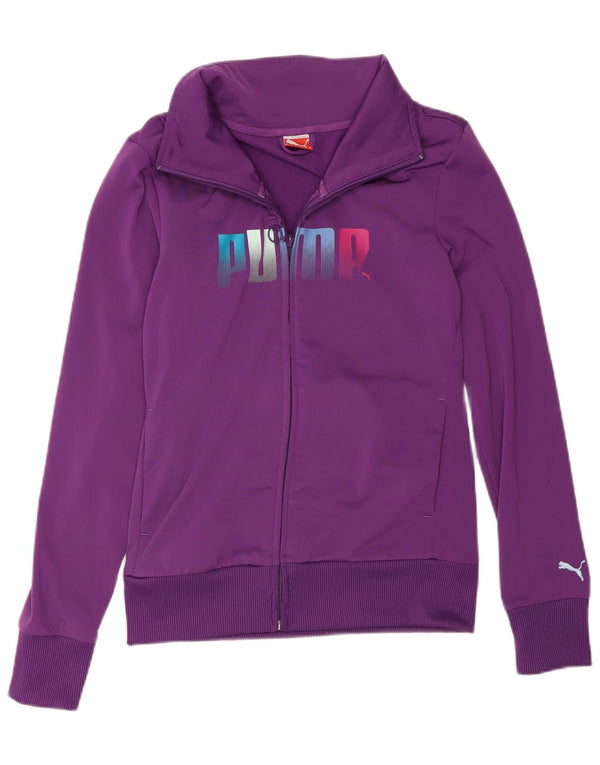 Puma Womens Graphic Trainingsanzug Top Jacke UK 10 Small Lila Polyester