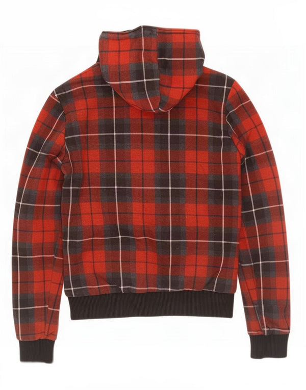 Zara Chaqueta Bomber con Capucha para Hombre UK 38 Medium Red Check Cotton